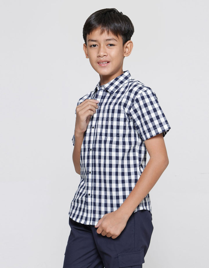 Nevada Yarndyed Check Kemeja Lengan Pendek Anak Laki-Laki
