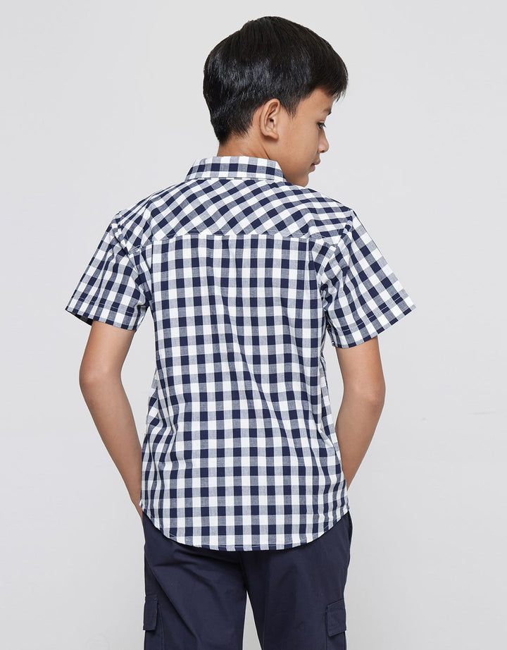 Nevada Yarndyed Check Kemeja Lengan Pendek Anak Laki-Laki