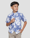 Nevada Linen Slub Summer Leaf Print Kemeja Anak Laki-laki