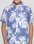 Nevada Linen Slub Summer Leaf Print Kemeja Anak Laki-laki
