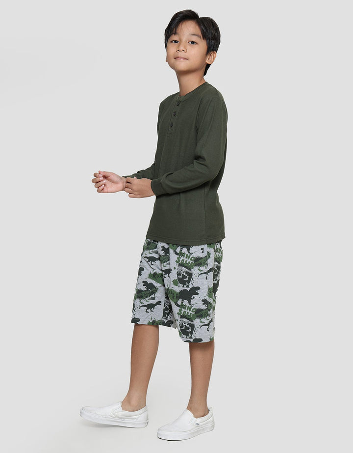 Nevada Henley Solid Textured Kaos Lengan Panjang Anak Laki-laki