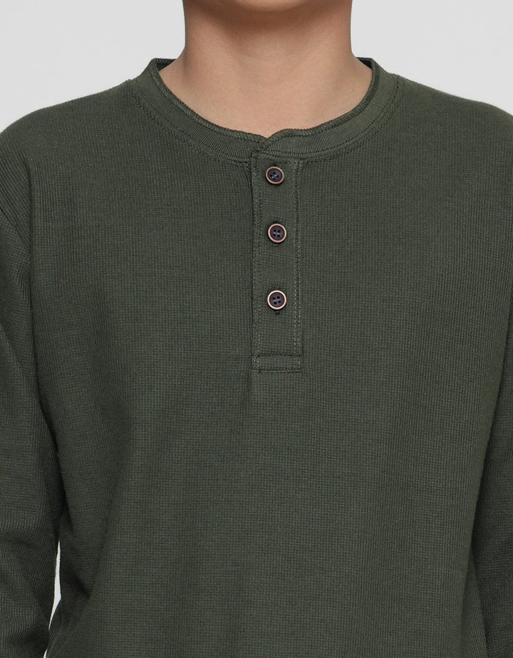 Nevada Henley Solid Textured Kaos Lengan Panjang Anak Laki-laki