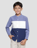 Nevada Casual Oxford Cut N Sew Color Block Kemeja Koko Anak Laki-Laki