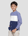 Nevada Casual Oxford Cut N Sew Color Block Kemeja Koko Anak Laki-Laki
