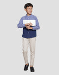 Nevada Casual Oxford Cut N Sew Color Block Kemeja Koko Anak Laki-Laki