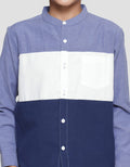Nevada Casual Oxford Cut N Sew Color Block Kemeja Koko Anak Laki-Laki