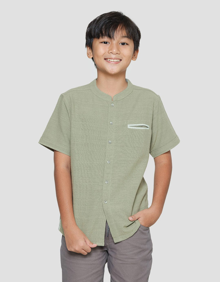 Nevada  2 Slub Solid Kemeja Koko Casual Anak Laki-Laki