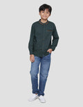 Nevada Linen Slub Solid With Pocket Kemeja Koko Lengan Panjang Anak Laki-laki