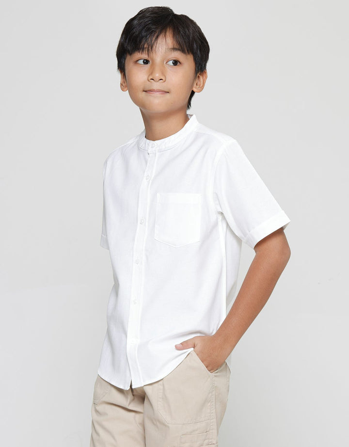 Nevada Casual Oxford Chembray Solid Koko Lengan Pendek Anak Laki-Laki