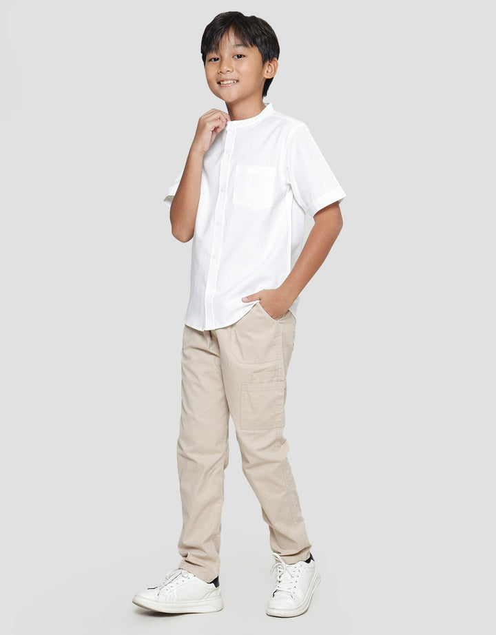 Nevada Casual Oxford Chembray Solid Koko Lengan Pendek Anak Laki-Laki