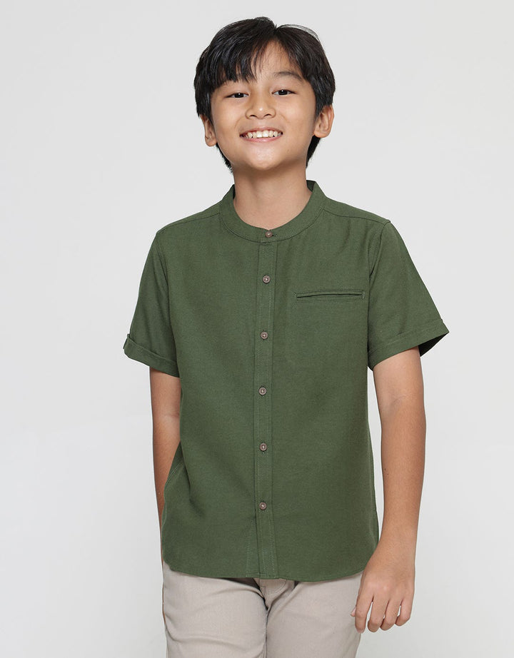 Nevada Casual Oxford Chembray Solid Koko Lengan Pendek Anak Laki-Laki