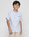 Nevada Kemeja Koko Lengan Pendek Linen Slub Stripes Anak Laki-laki