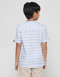 Nevada Kemeja Koko Lengan Pendek Linen Slub Stripes Anak Laki-laki