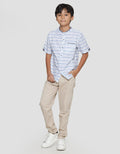 Nevada Kemeja Koko Lengan Pendek Linen Slub Stripes Anak Laki-laki