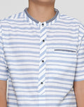 Nevada Kemeja Koko Lengan Pendek Linen Slub Stripes Anak Laki-laki