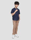 Nevada Casual Linen Slub Geometry Koko Anak Laki-Laki