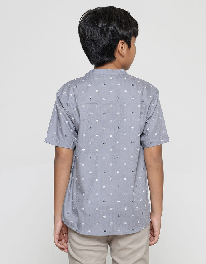Nevada Dobby Geometri Kemeja Koko Casual Lengan Pendek Anak Laki-laki