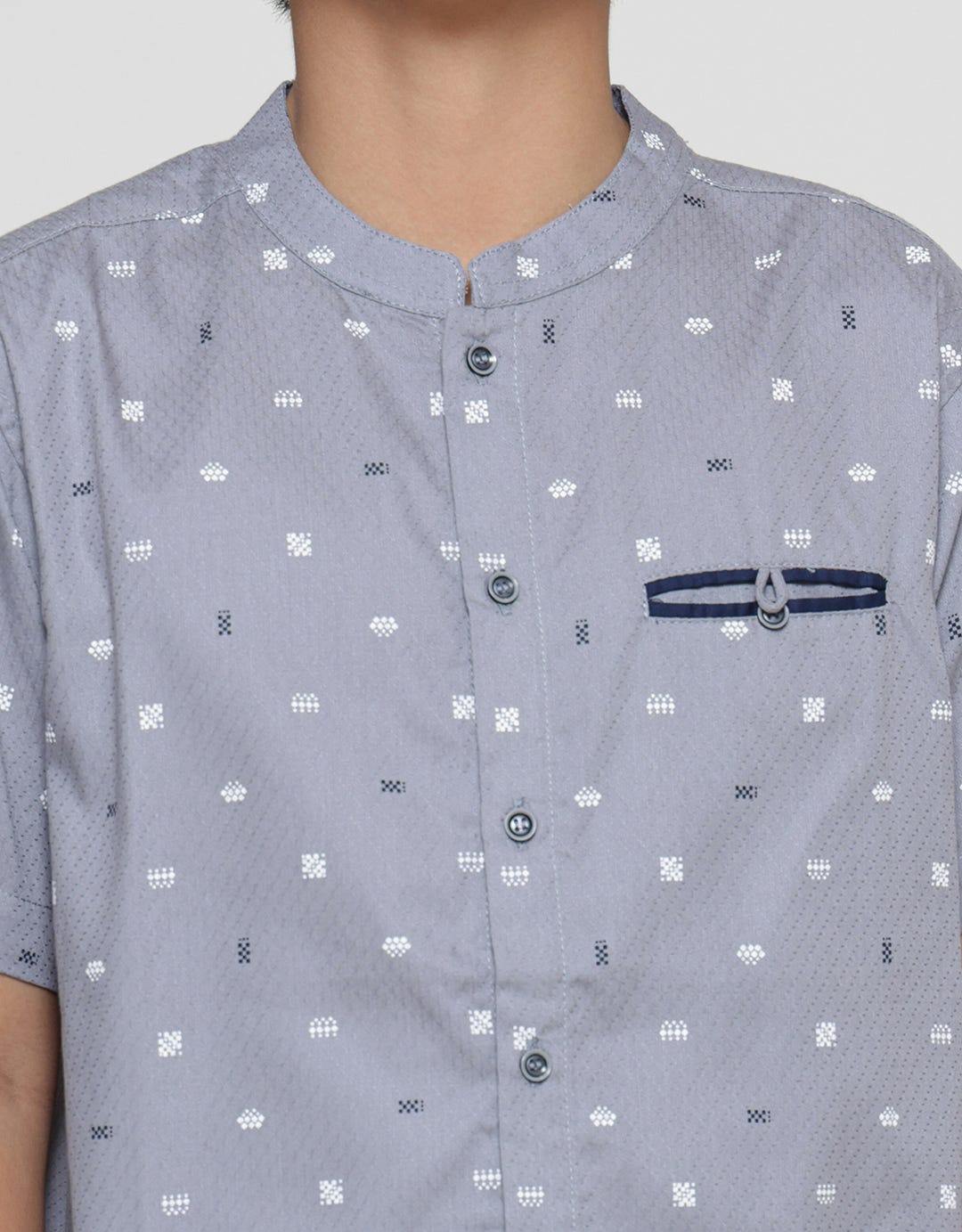 Nevada Dobby Geometri Kemeja Koko Casual Lengan Pendek Anak Laki-laki