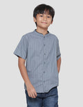 Nevada Casual Linen Slub Stripes Kemeja Koko Lengan Pendek Anak Laki-laki