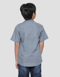 Nevada Casual Linen Slub Stripes Kemeja Koko Lengan Pendek Anak Laki-laki