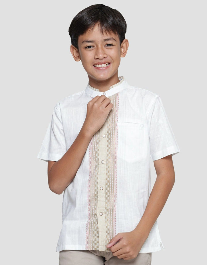 Nevada Linen Slub Print Pintu Kemeja Koko Anak Laki-Laki
