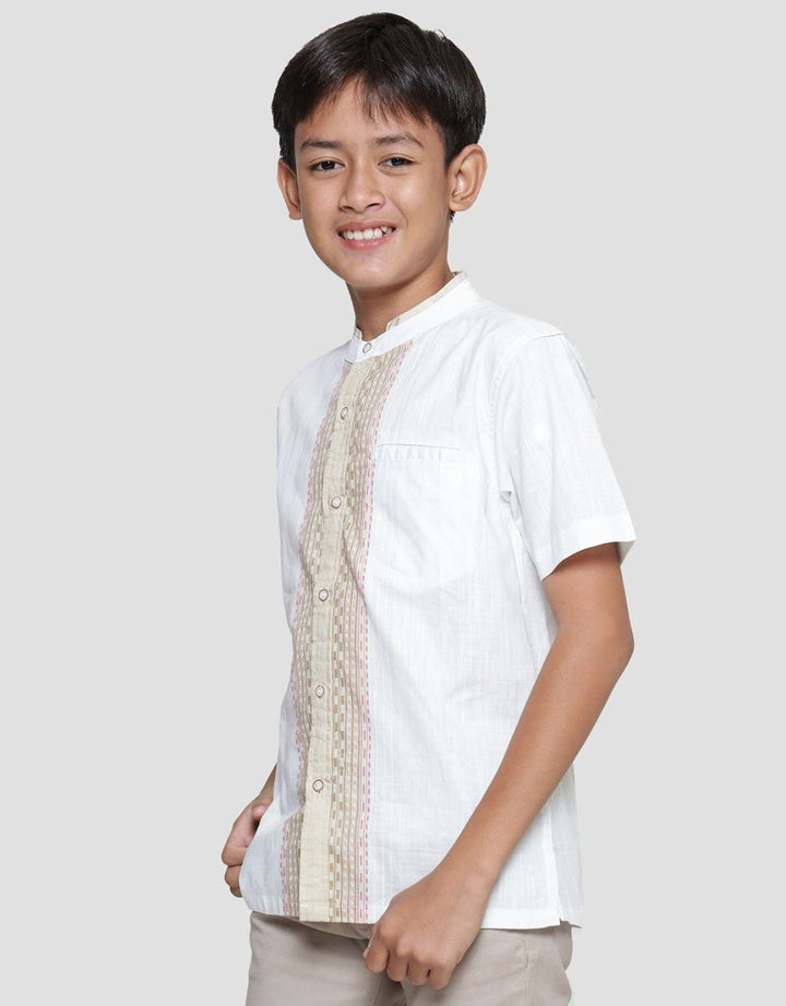 Nevada Linen Slub Print Pintu Kemeja Koko Anak Laki-Laki