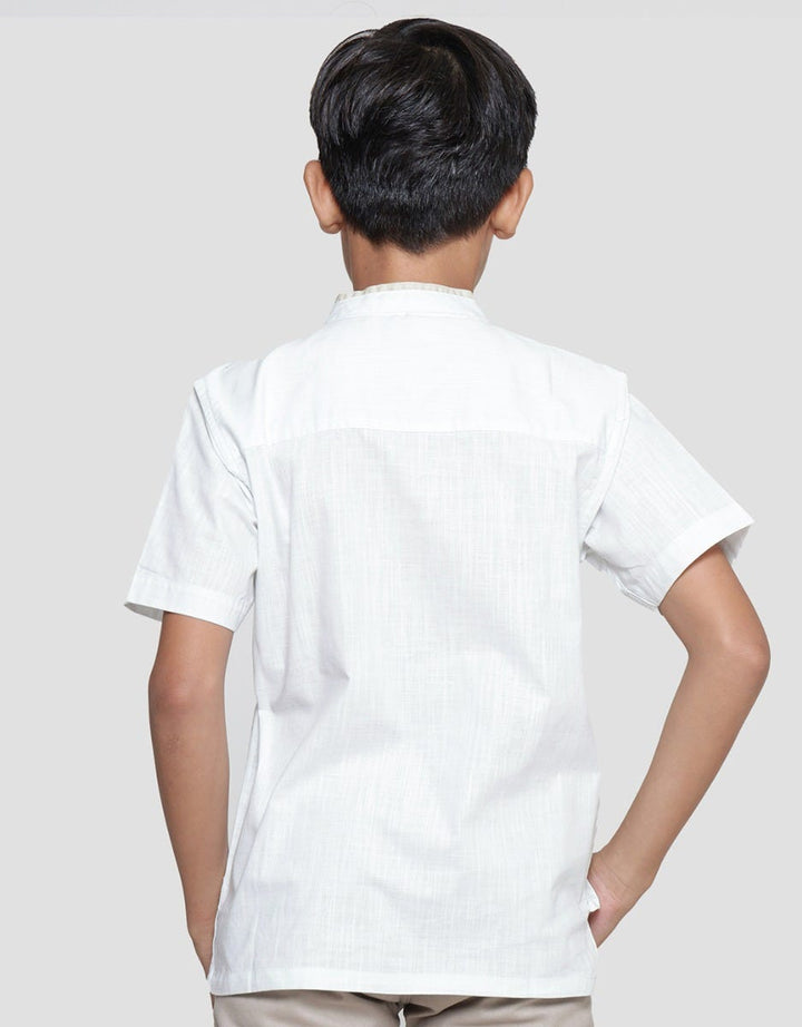 Nevada Linen Slub Print Pintu Kemeja Koko Anak Laki-Laki