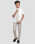 Nevada Linen Slub Print Pintu Kemeja Koko Anak Laki-Laki