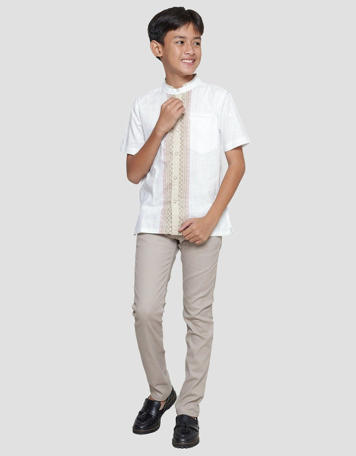 Nevada Linen Slub Print Pintu Kemeja Koko Anak Laki-Laki