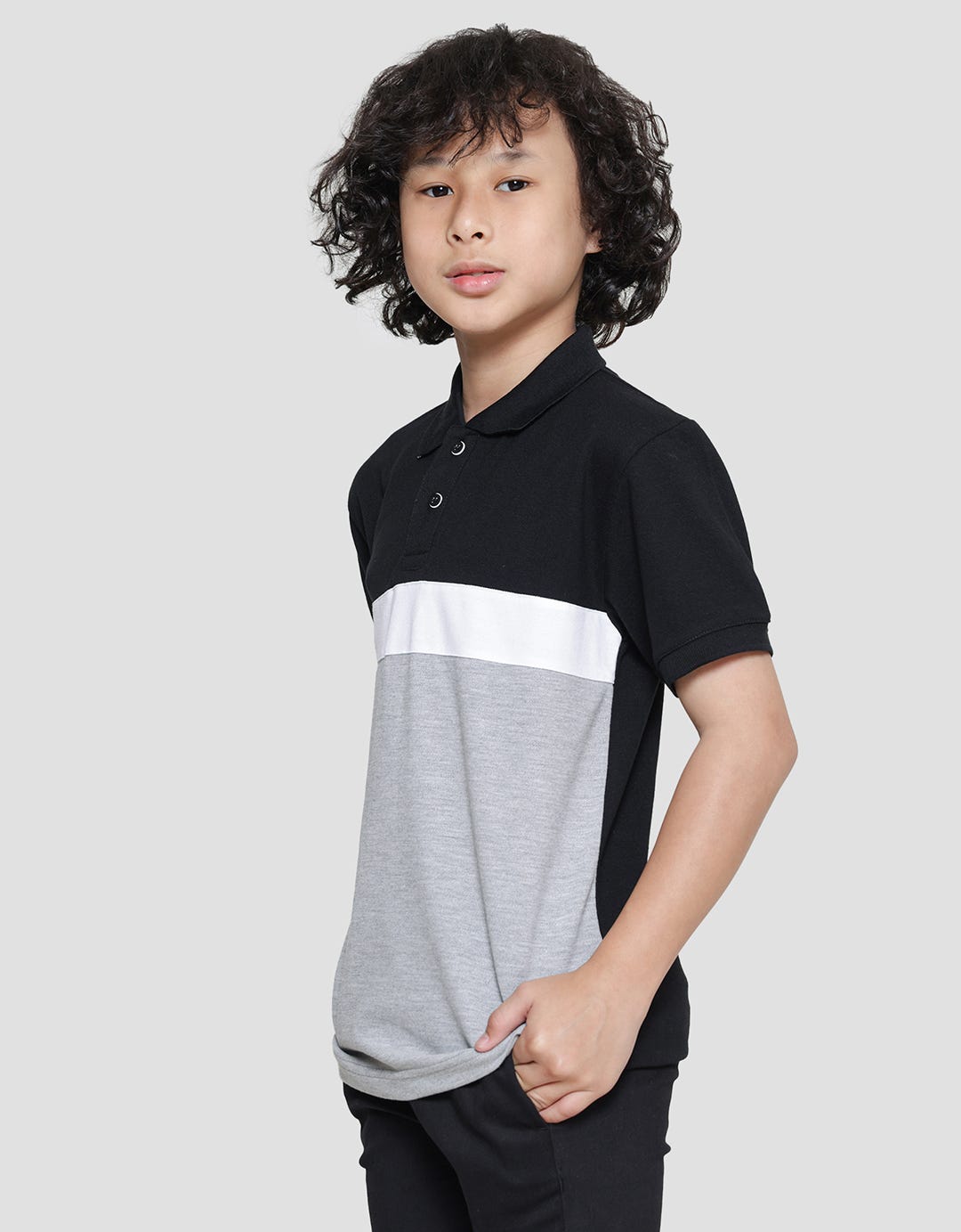 Nevada Wangki Lacoste Cut N Sew Color Block Kaos Polo Anak Laki-Laki