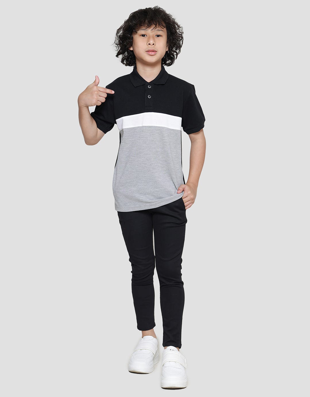 Nevada Wangki Lacoste Cut N Sew Color Block Kaos Polo Anak Laki-Laki