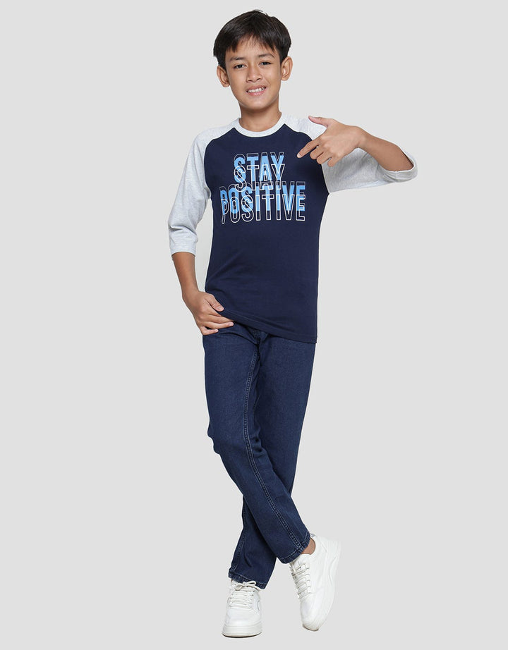Nevada Kaos Lengan 3/4 Raglan Stay Positive Anak Laki-laki