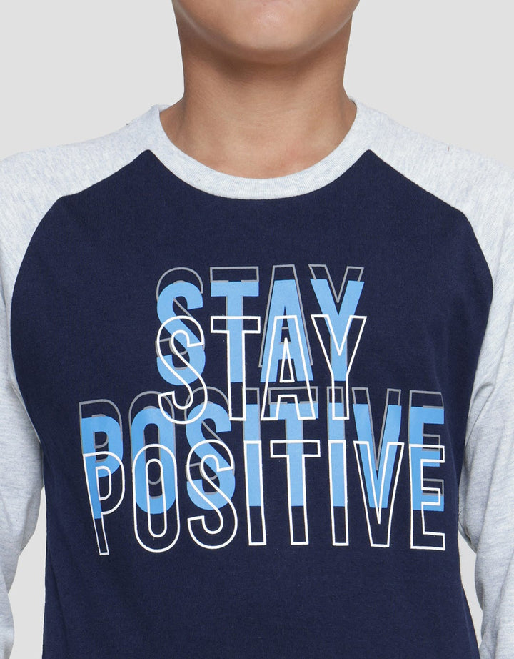 Nevada Kaos Lengan 3/4 Raglan Stay Positive Anak Laki-laki