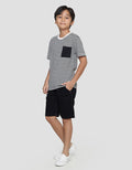 Nevada Yarndyed Stripes With Pocket Kaos Lengan Pendek Anak Laki-laki