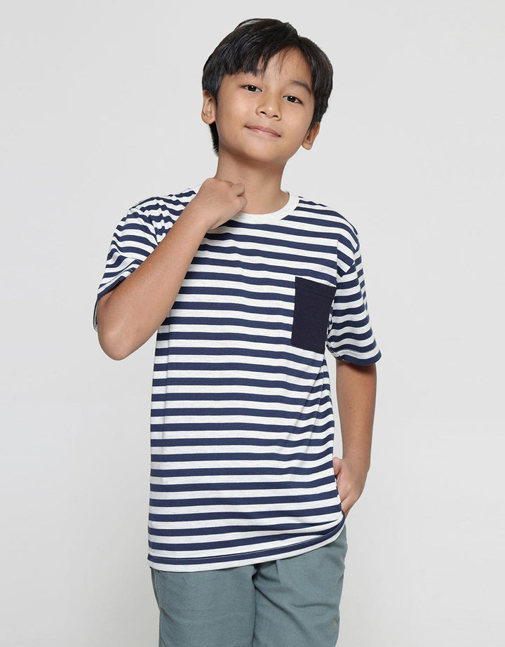 Nevada Yarndyed Stripes With Pocket Kaos Lengan Pendek Anak Laki-laki