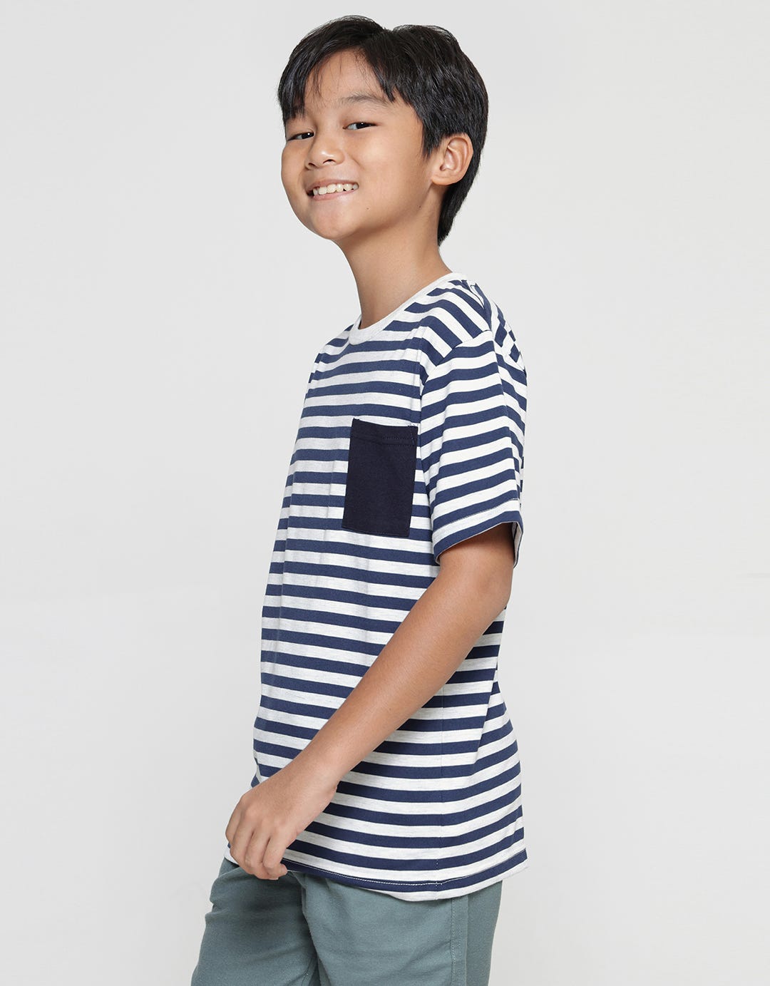 Nevada Yarndyed Stripes With Pocket Kaos Lengan Pendek Anak Laki-laki