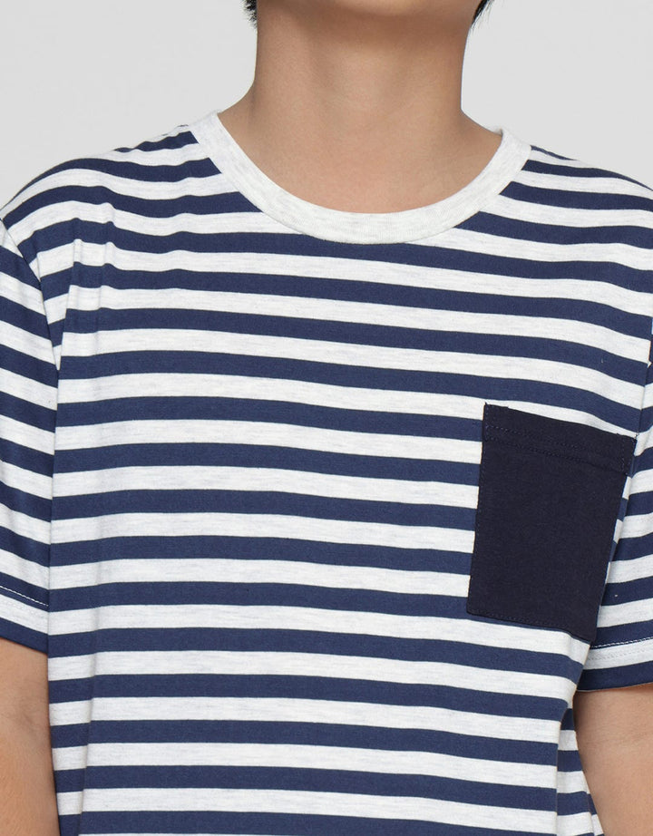Nevada Yarndyed Stripes With Pocket Kaos Lengan Pendek Anak Laki-laki