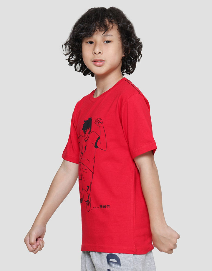 Nevada Print Olimpic Anime Football Kaos Lengan Pendek Anak Laki-Laki