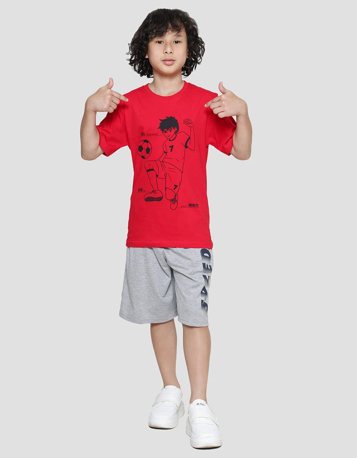 Nevada Print Olimpic Anime Football Kaos Lengan Pendek Anak Laki-Laki