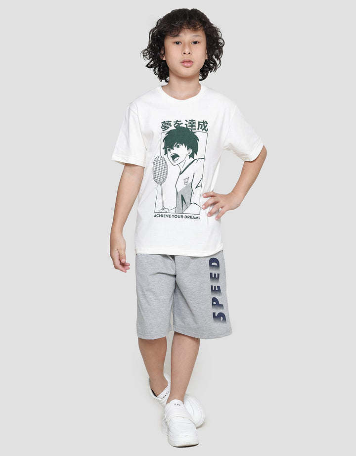 Nevada Print Olimpic Anime Badminton Kaos Lengan Pendek Anak Laki-Laki