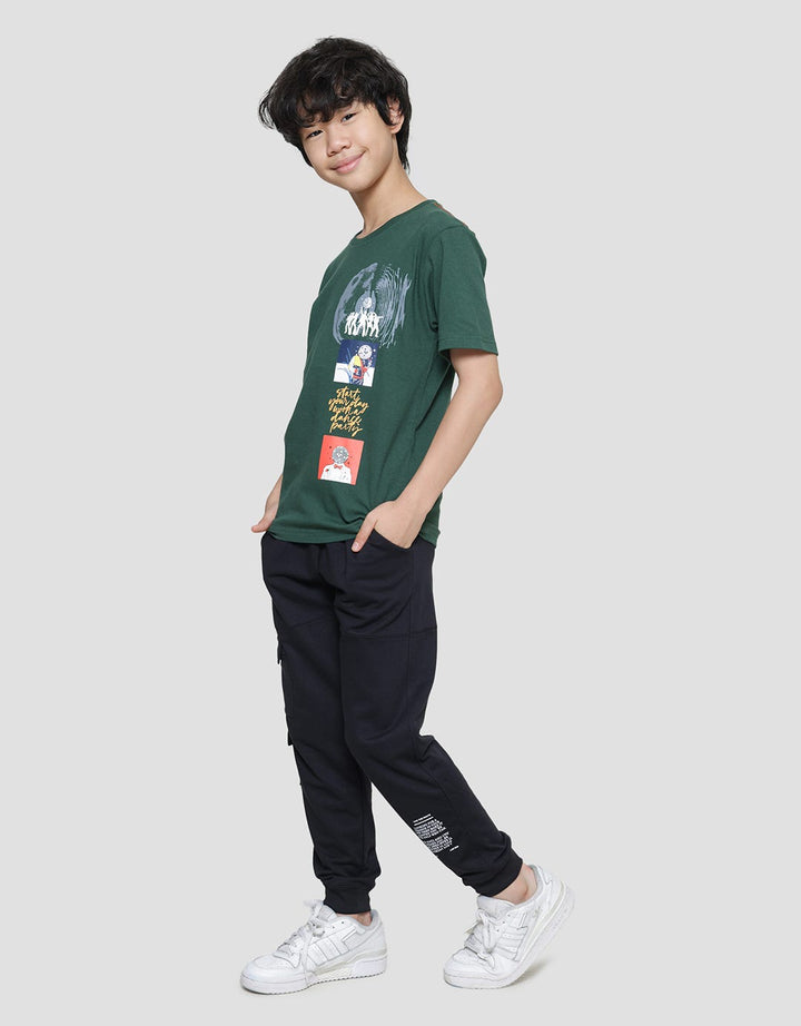 Nevada Print Music Dancing People Kaos Lengan Pendek Anak Laki-Laki