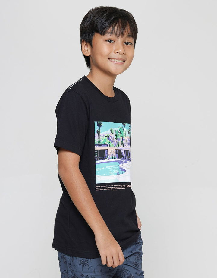 Nevada Print Swimming Pool Boys Short Sleeve T-Shirt