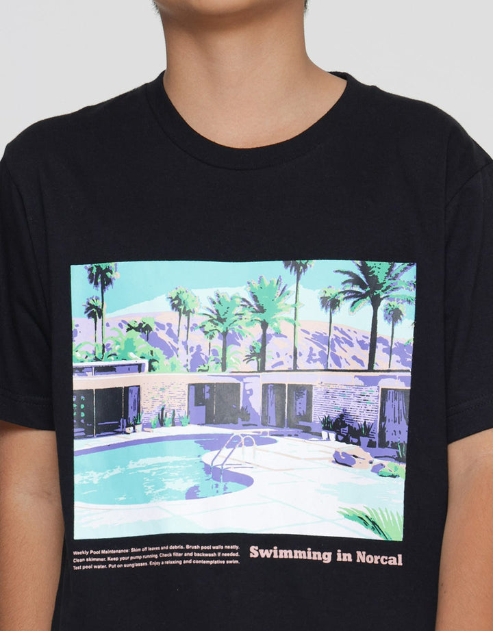 Nevada Print Swimming Pool Boys Short Sleeve T-Shirt