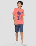 Nevada Print Coconut Tree & Beach Kaos Lengan Pendek Anak Laki-Laki