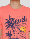 Nevada Print Coconut Tree & Beach Kaos Lengan Pendek Anak Laki-Laki