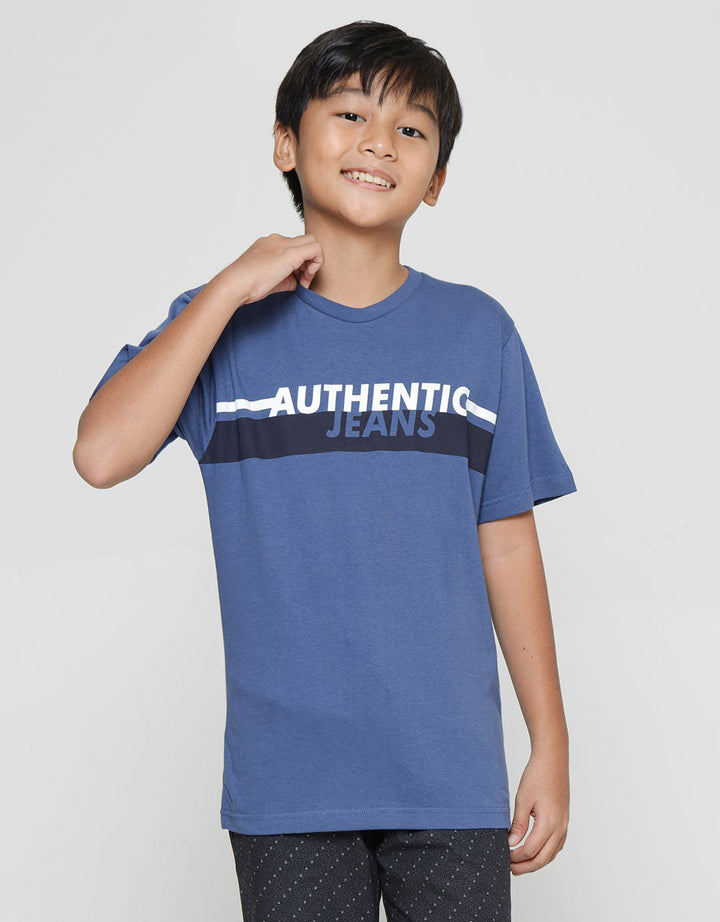 Nevada Print Stripes Authentic Jeans Kaos Lengan Pendek Anak Laki-Laki