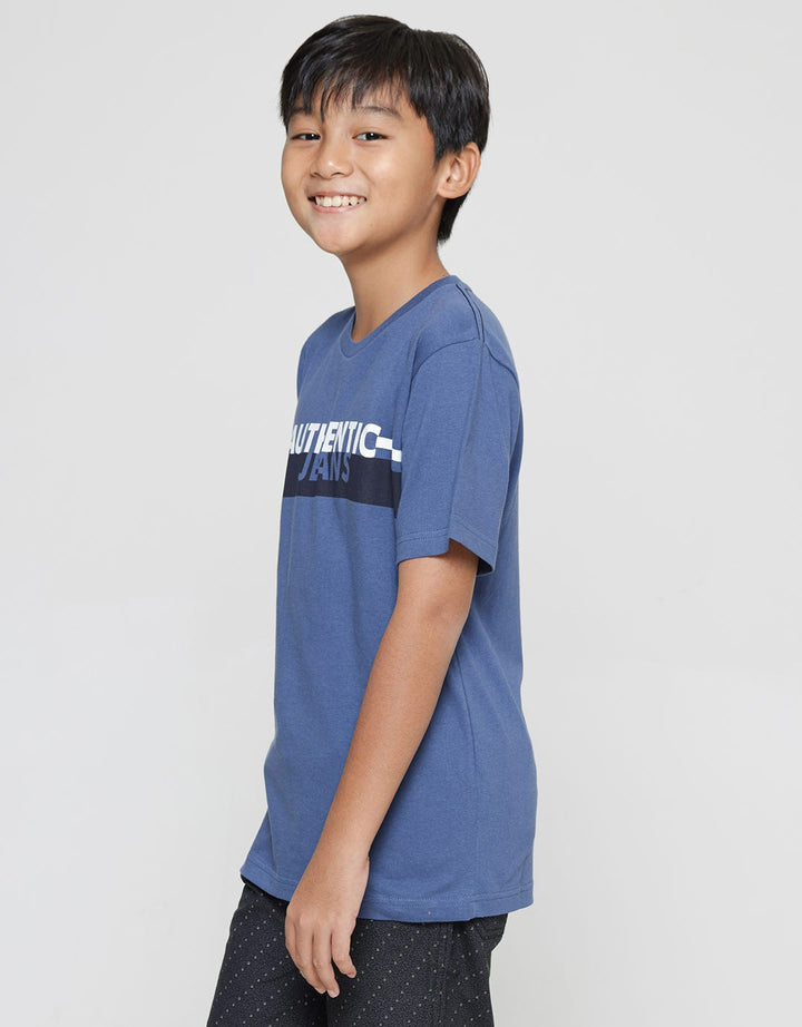 Nevada Print Stripes Authentic Jeans Kaos Lengan Pendek Anak Laki-Laki