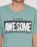 Nevada Stay Awesome Print Kaos Lengan Pendek Anak Laki-laki