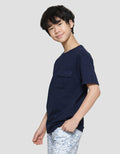 Nevada Textured Stripes With Pocket Boys Short Sleeve T-Shirt