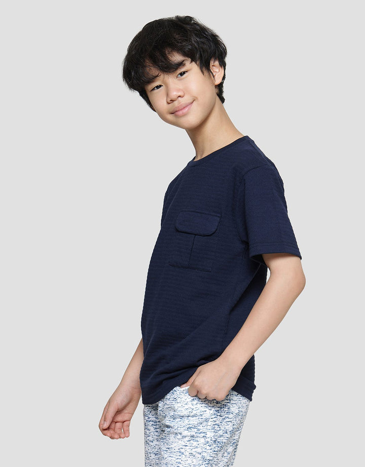 Nevada Textured Stripes With Pocket Boys Short Sleeve T-Shirt